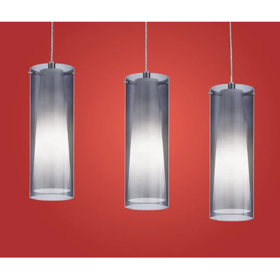 PINTO NERO Hanging lamp, triple slat, satin nickel