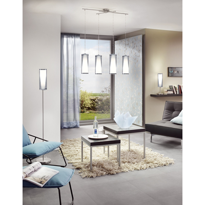 PINTO NERO Hanging lamp, triple slat, satin nickel