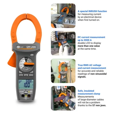 Pinza amperimétrica digital CMP-2000 con certificado de calibración