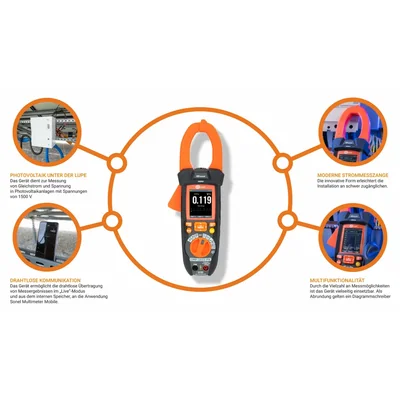 Pinza amperometrica digitale per impianti fotovoltaici CMP-1015PV