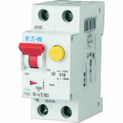 PKNM-10/1N/C/003-MW Interruttore automatico combinato 10kA, In=10A, IΔN=0.03A, caratteristica C, tipo AC, 1+N polo. Serie PKNM