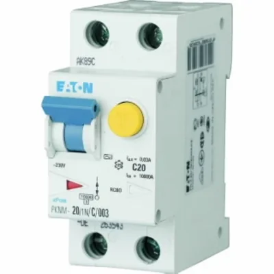 PKNM-20/1N/C/003-MW Interruttore automatico combinato 10kA, In=20A, IΔN=0.03A, caratteristica C, tipo AC, 1+N polo. Serie PKNM