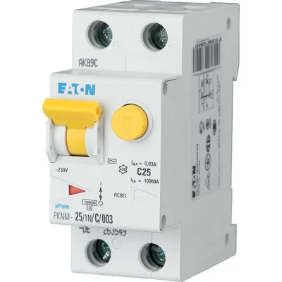 PKNM-25/1N/B/003-A-MW Disyuntor combinado 10kA, In=25A, IΔN=0,03A, car. B, tipo A, polo 1+N Serie PKNM