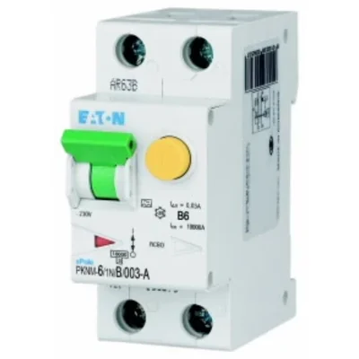 PKNM-6/1N/B/003-A-MW Interruttore automatico combinato 10kA, In=6A, IΔN=0.03A, char. B, Tipo A, 1+N polo. Serie PKNM
