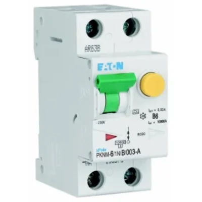 PKNM-6/1N/B/003-A-MW Interruttore automatico combinato 10kA, In=6A, IΔN=0.03A, char. B, Tipo A, 1+N polo. Serie PKNM