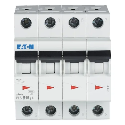 PL6-B16/4 Überstromschutzschalter 6 kA, In = 16 A, Typ B, 4-polig, Serie PL6