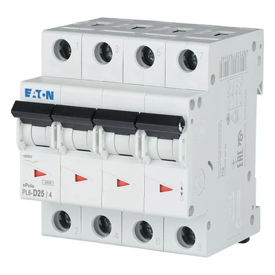 PL6-D25/4 Overcurrent circuit breaker 6kA, In=25A, D-characteristic, 4-pole, PL6 series