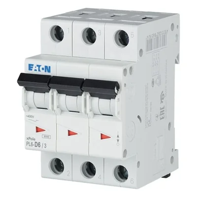 PL6-D6/3 Overcurrent circuit breaker 6kA, In=6A, D-characteristic, 3-pole, PL6 series