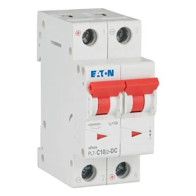 PL7-C10/2-DC Автоматичний вимикач 10 кА, In= 10 А, характеристика C, 2-полюсний. Серія PL7-DC