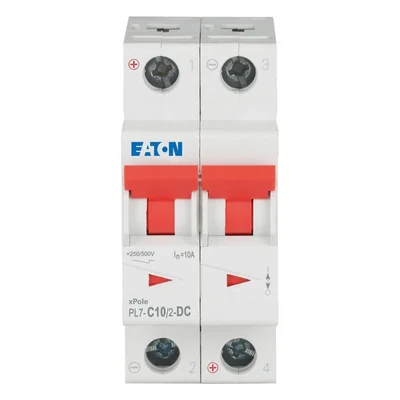 PL7-C10/2-DC Circuit breaker 10kA, In= 10A, C characteristic, 2-pole. PL7-DC series