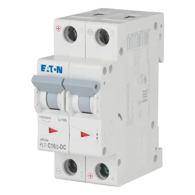PL7-C16/2-DC Circuit breaker 10kA, In= 16A, C type, 2-pole. PL7-DC series