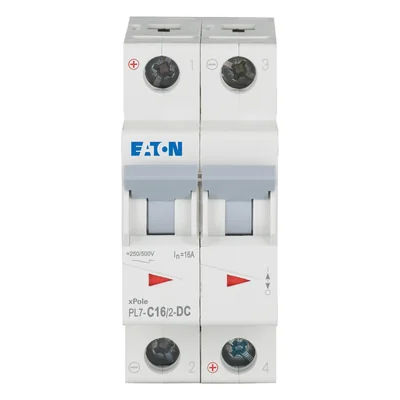 PL7-C16/2-DC Circuit breaker 10kA, In= 16A, C type, 2-pole. PL7-DC series