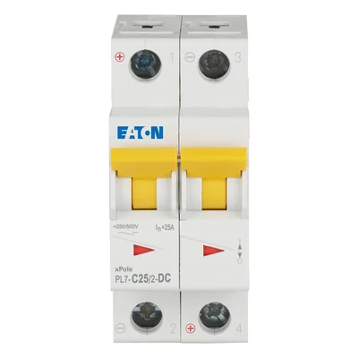 PL7-C25/2-DC Circuit breaker 10kA, In= 25A, C type, 2-pole. PL7-DC series
