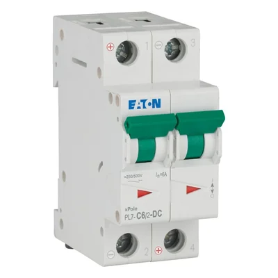 PL7-C6/2-DC Circuit breaker 10kA, In= 6A, C characteristic, 2-pole. PL7-DC series