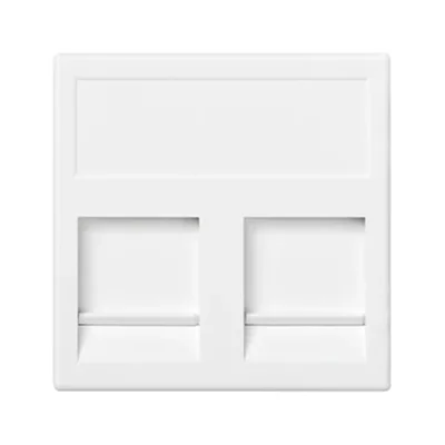 Placa K45, 2x RJ con tapa, universal, blanco puro
