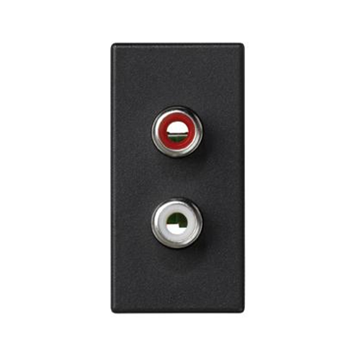 Placa K45/2 conectores 2x RCA (CINCH) 22,5x45mm + insertos, gris grafito