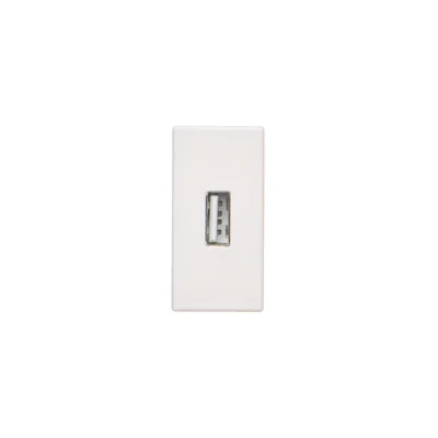 Placa K45/2 conectores USB tipo A hembra 22,5x45mm + zócalo, terminales de tornillo, blanco puro