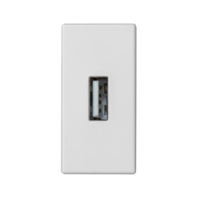 Placa K45/2 conectores USB tipo A hembra 22,5x45mm + zócalo, terminales de tornillo, blanco puro