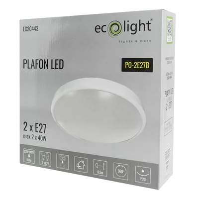 PLAFON 2xE27 N/T OKRĄG BIAŁY