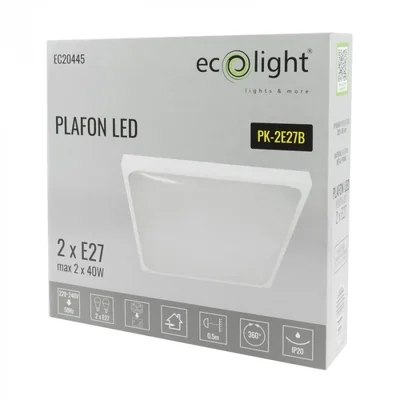PLAFOND 2xE27 N/T CARRÉ BLANC