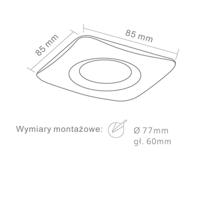 Plafonnier encastré BELLO IP44 chromé