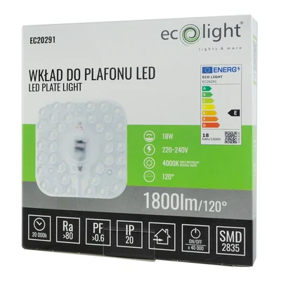 Plafonnier LED encastrable 18W 4000K 1800lm