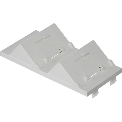 Plaque CIMA 2xRJ avec caches obliques pour adaptateurs MD blanc pur