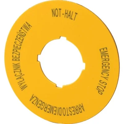 Plaque M22-XBK15 pour boutons d'urgence PL, GB, DE, I