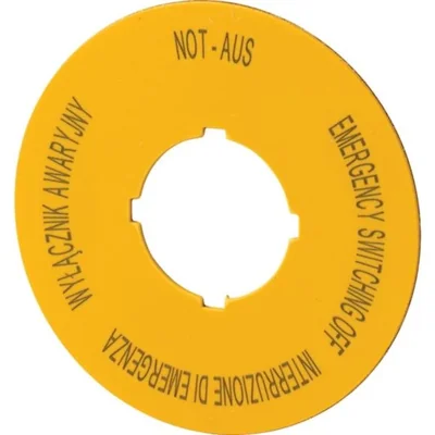 Plaque M22-XBK5 pour boutons d'urgence PL, GB, DE, I