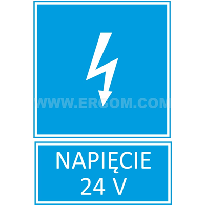 Plaque TZI - TENSION 24V 52x74mm bleue