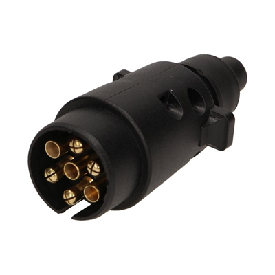 Plastic car trailer plug 7 pins 12/24V black