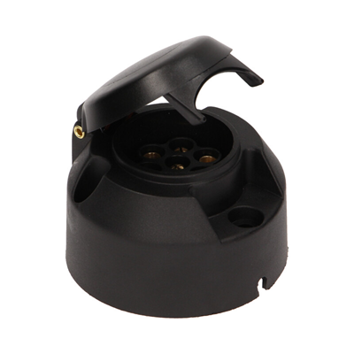 Plastic car trailer socket 7 pins 12/24V black