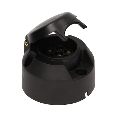 Plastic car trailer socket 7 pins 12/24V black