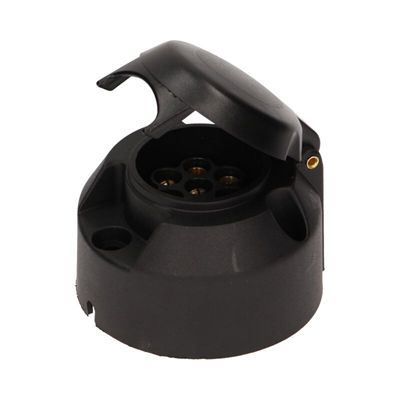 Plastic car trailer socket 7 pins 12/24V black