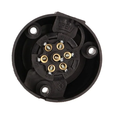 Plastic car trailer socket 7 pins 12/24V black