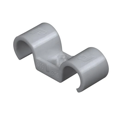 Plastic holder for double installation pipes 25 mm, reinforced with PA [OP 30]