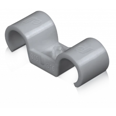Plastic holder for installation pipes, double 20 mm, floor-mounted, reinforced with PA [OP 50]