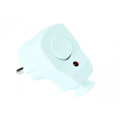 Plastic single-phase angular plug 2P+Z 10/16A IP20, white with a switch and a diode