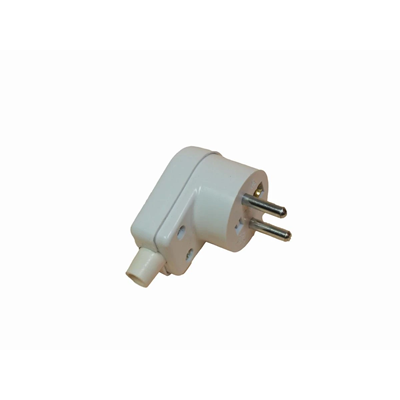 Plastic single-phase angular plug 2P+Z 10/16A IP20, white with pin