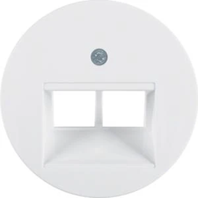 Plate for UAE double connection socket (telephone, computer) - White gloss