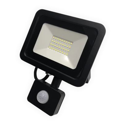 PLATI LED floodlight with PIR sensor 30W 2400lm 230V 4000K 110° IP44 NW black