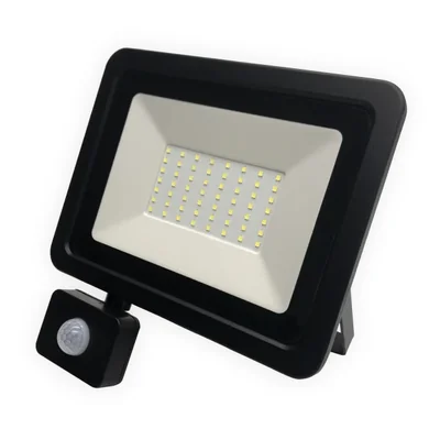 PLATI LED-Fluter mit PIR-Sensor 50W 4000lm 230V 6500K 110° IP44 CW schwarz