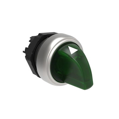 Platinum Series Plastic Illuminated Switch Ø22mm, Short Knob, 3 Positions, 1 - 0 < 2. Green