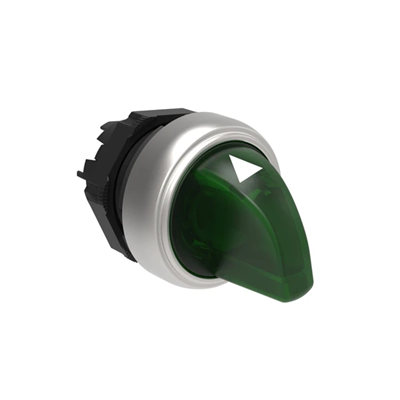 Platinum Series Plastic Illuminated Switch Ø22mm, Short Knob, 3 Positions, 1 - 0 < 2. Green