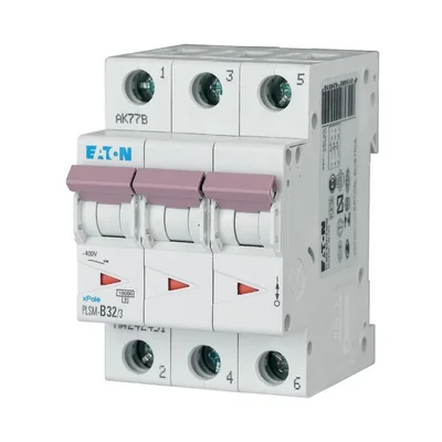 PLSM-B32/3-MW Nadproudový jistič 10 kA, In=32 A, charakteristika B, 3pólový. Řada PLSM
