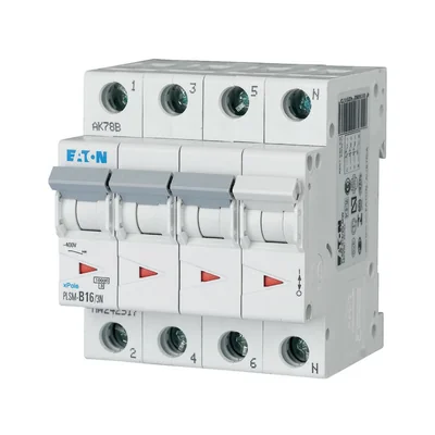 PLSM-C16/3N-MW Interruttore automatico di sovracorrente 10kA, In=16A, caratteristica C, 3+N poli. Serie PLSM