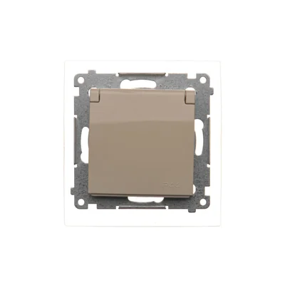 Plug socket for IP44 version with shutters and frame gasket (module) 16A 250V cream