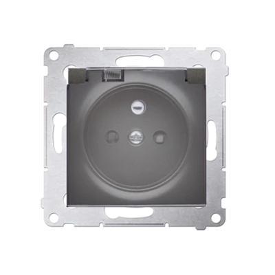 Plug socket for IP44 version with shutters and frame gasket (module) 16A 250V transparent cover anthracite (metallic)