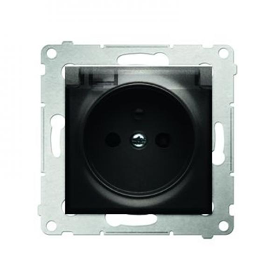 Plug socket for IP44 version with shutters and frame gasket (module) 16A 250V transparent cover anthracite (metallic)