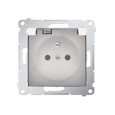 Plug socket for IP44 version with shutters and frame gasket (module) 16A 250V transparent cover cream